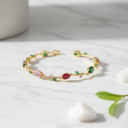 Multicolor Tulip Gemstone Bracelet - Pink Green Red