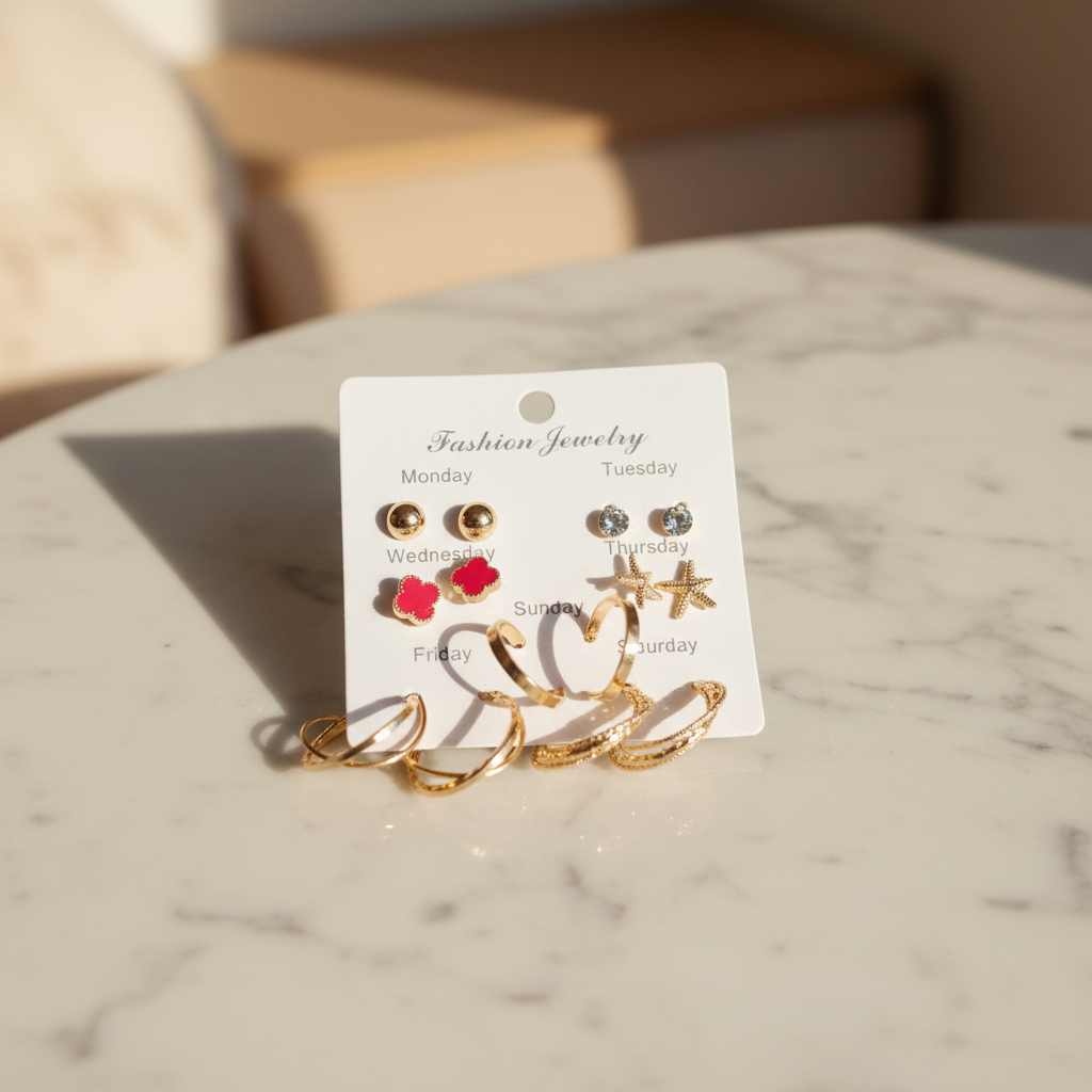 7-Pair Fashion Earring Set | Earrings for Every Day of the Week