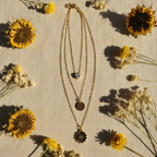 Triple Layer Sunflower Heart Necklace – Gold Chain