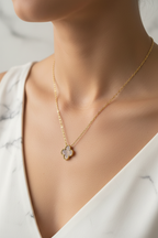 Brown Striped Clover Necklace