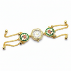 Round Meenakari Bracelet Watch - White Background Studio Shot