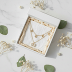 Double Layer Gold Butterfly Necklace with Crystal Droplets