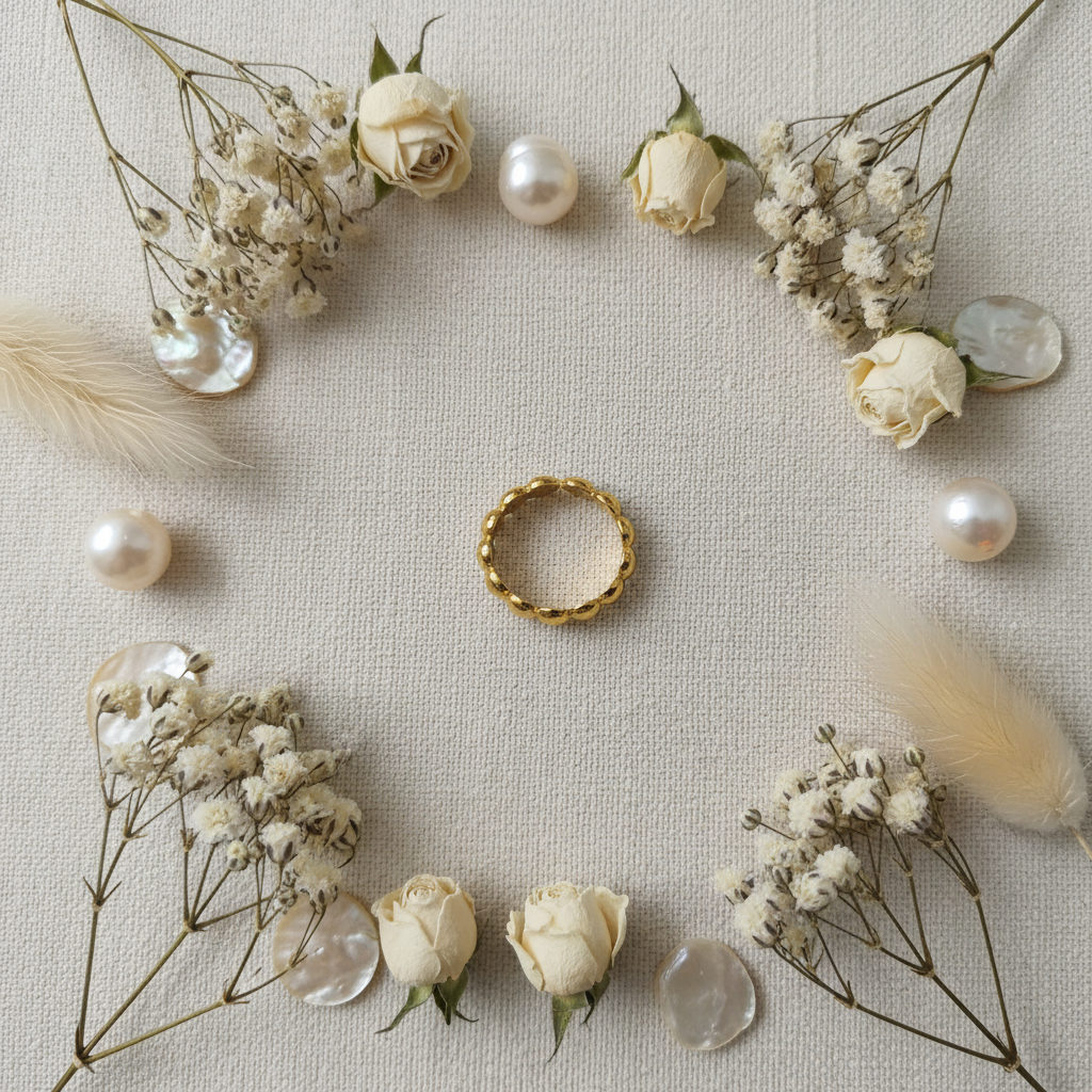 Gold Beaded Bubble Open Band Ring | Anti-Tarnish