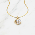 CZ Sunburst Cluster Pendant Necklace | Anti-Tarnish Gold Snake Chain