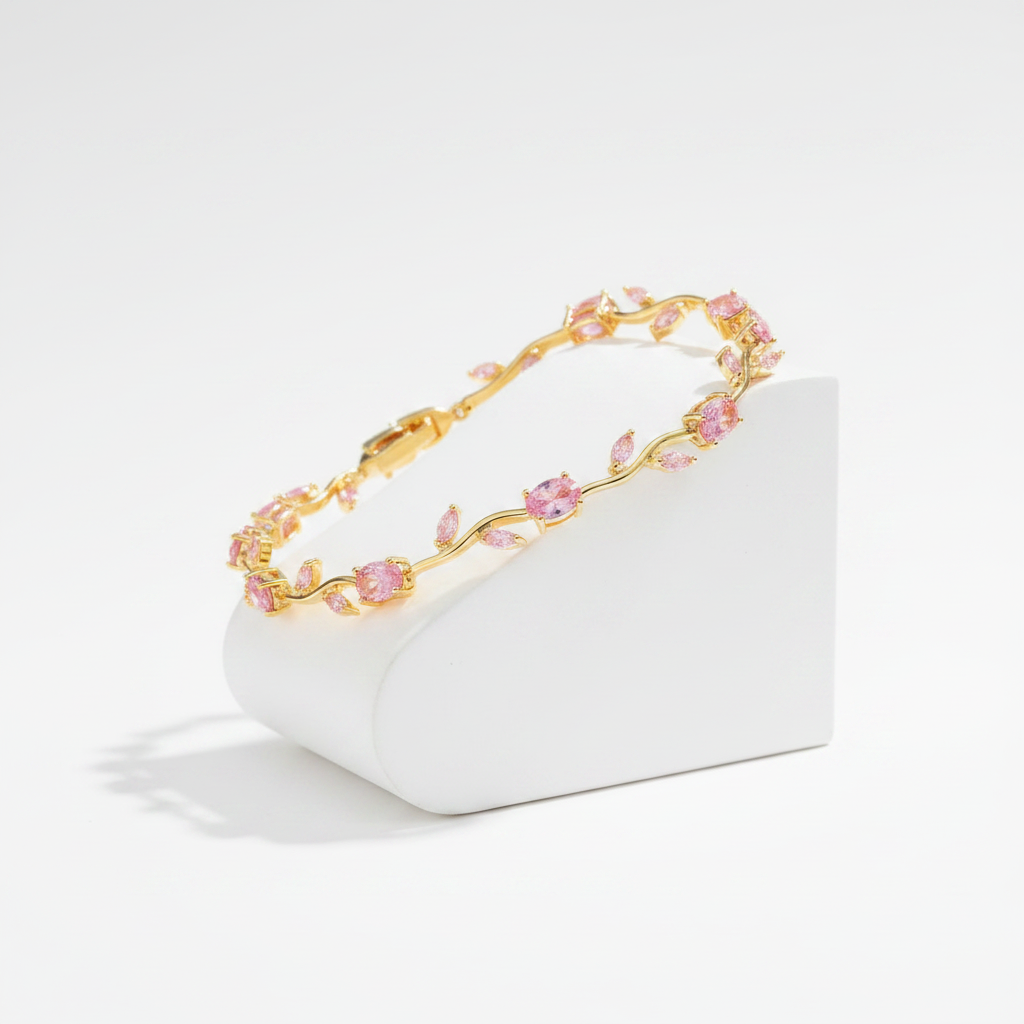 Pink Tulip Gemstone Bracelet