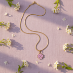 Purple 4-Leaf Clover Pendant Necklace | Anti-Tarnish Gold Snake Chain