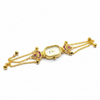 Peacock Charm Bracelet Watch - White Background Studio Shot