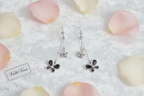 Black Zircon Flower Drop Earrings