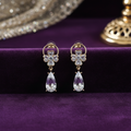 Crystal Zircon Teardrop Drop Earrings | Floral CZ Gold