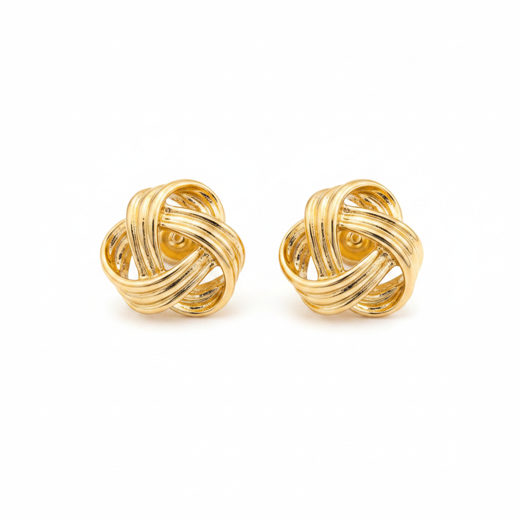 Gold Woven Knot Stud Earrings | Anti-Tarnish