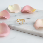 Gold Open Heart Adjustable Ring - Dainty Minimalist Love Ring