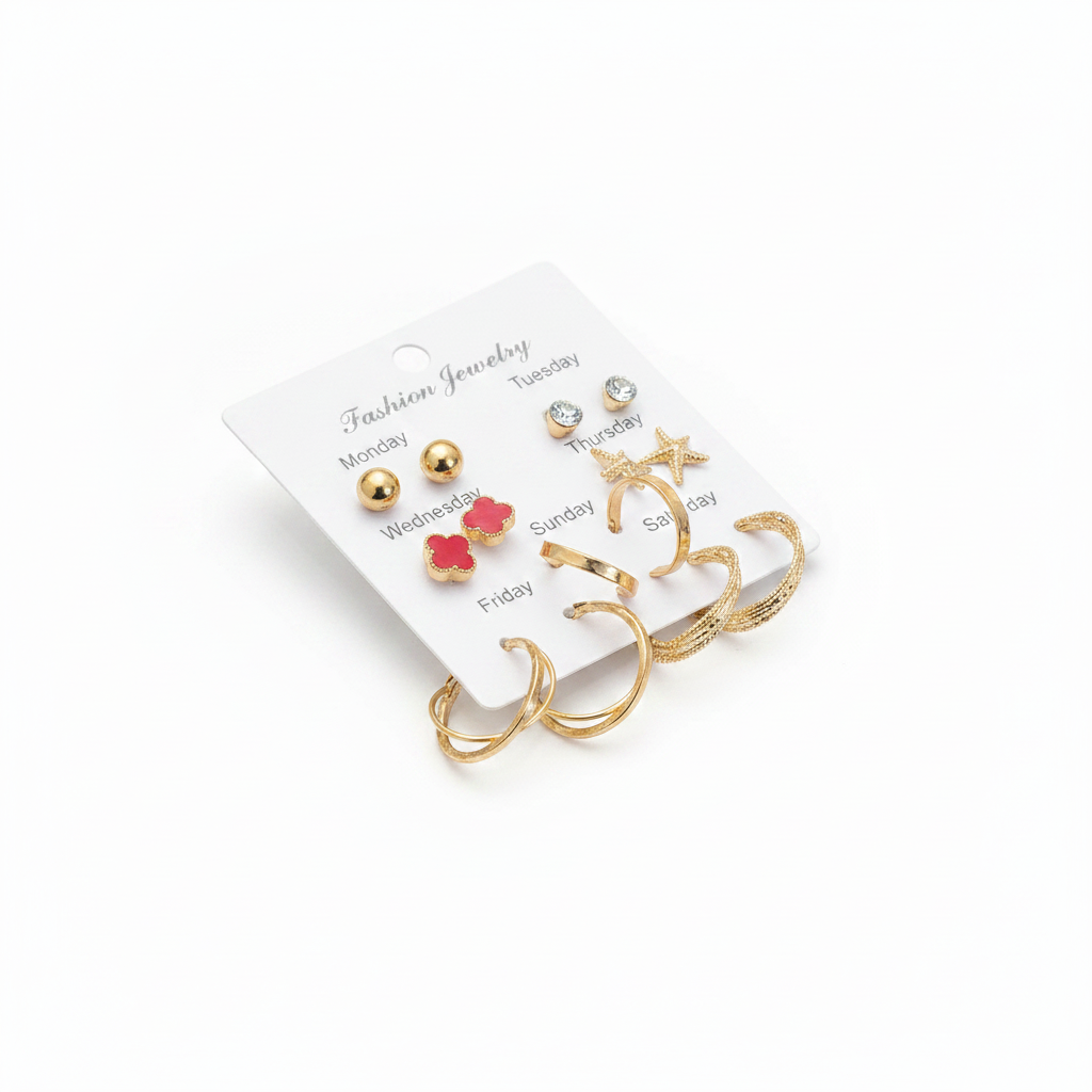7-Pair Fashion Earring Set | Earrings for Every Day of the Week