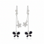 Black Zircon Flower Drop Earrings