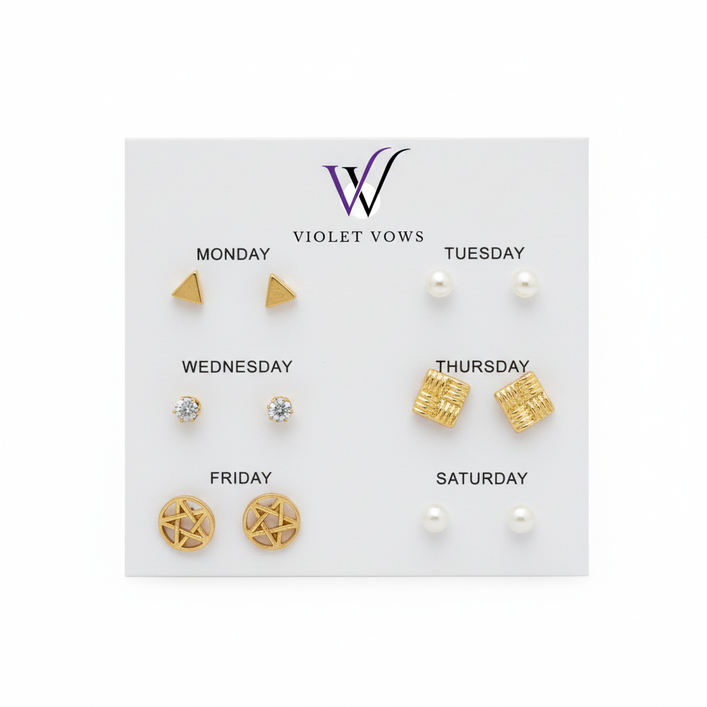 Weekday Earring Set - 6 Pairs (Geometric)