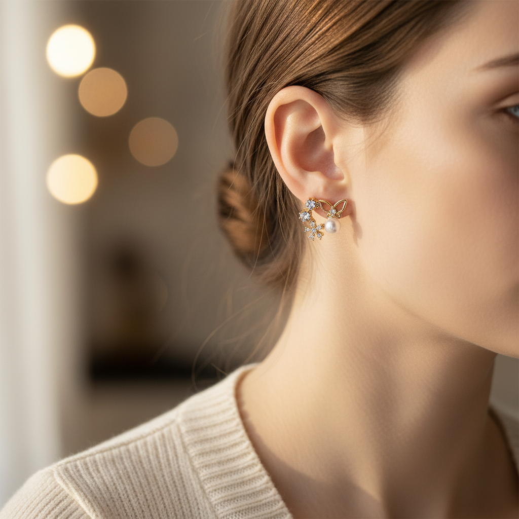 Butterfly Pearl Drop Earrings