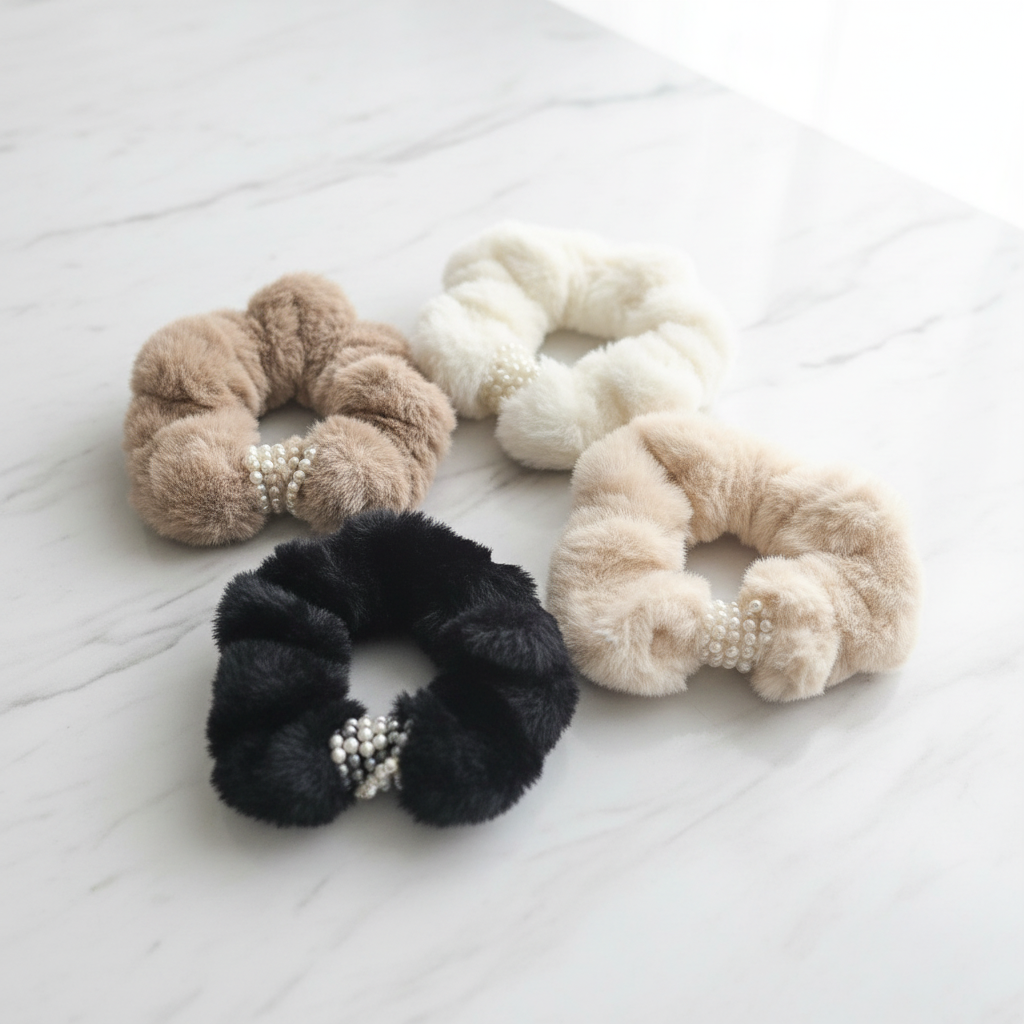 Pearl Fur Scrunchie (Random Colour)