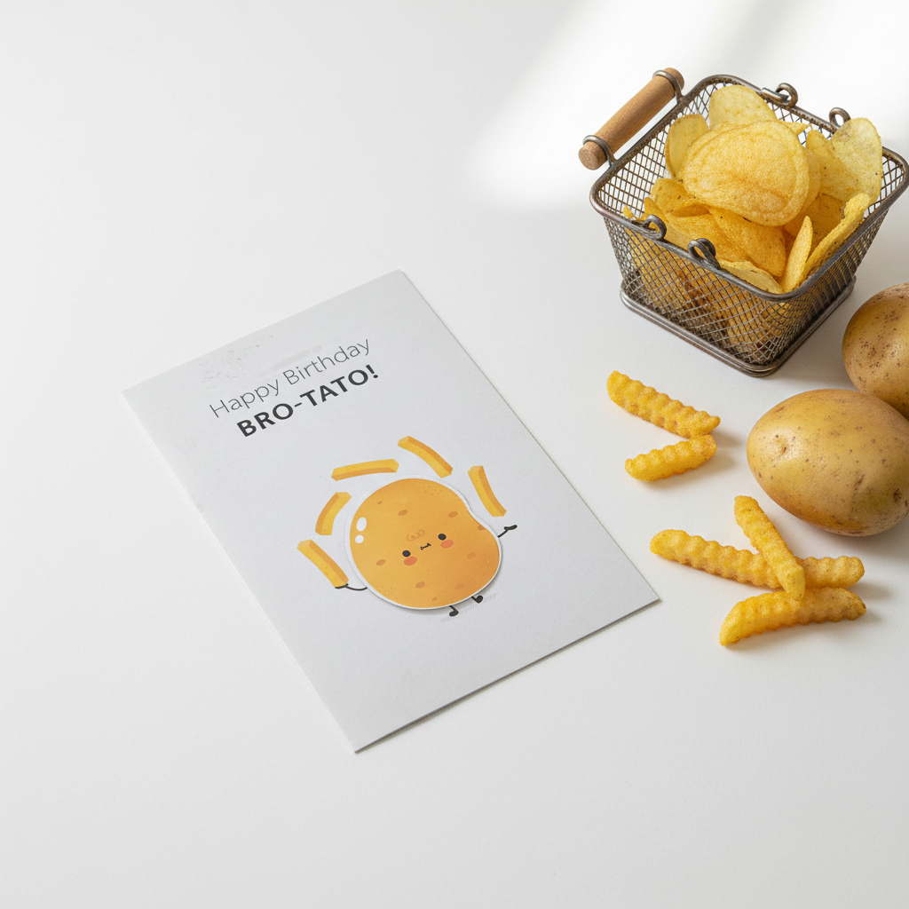 Greeting Card lifestyle photo with potatoes and snacks