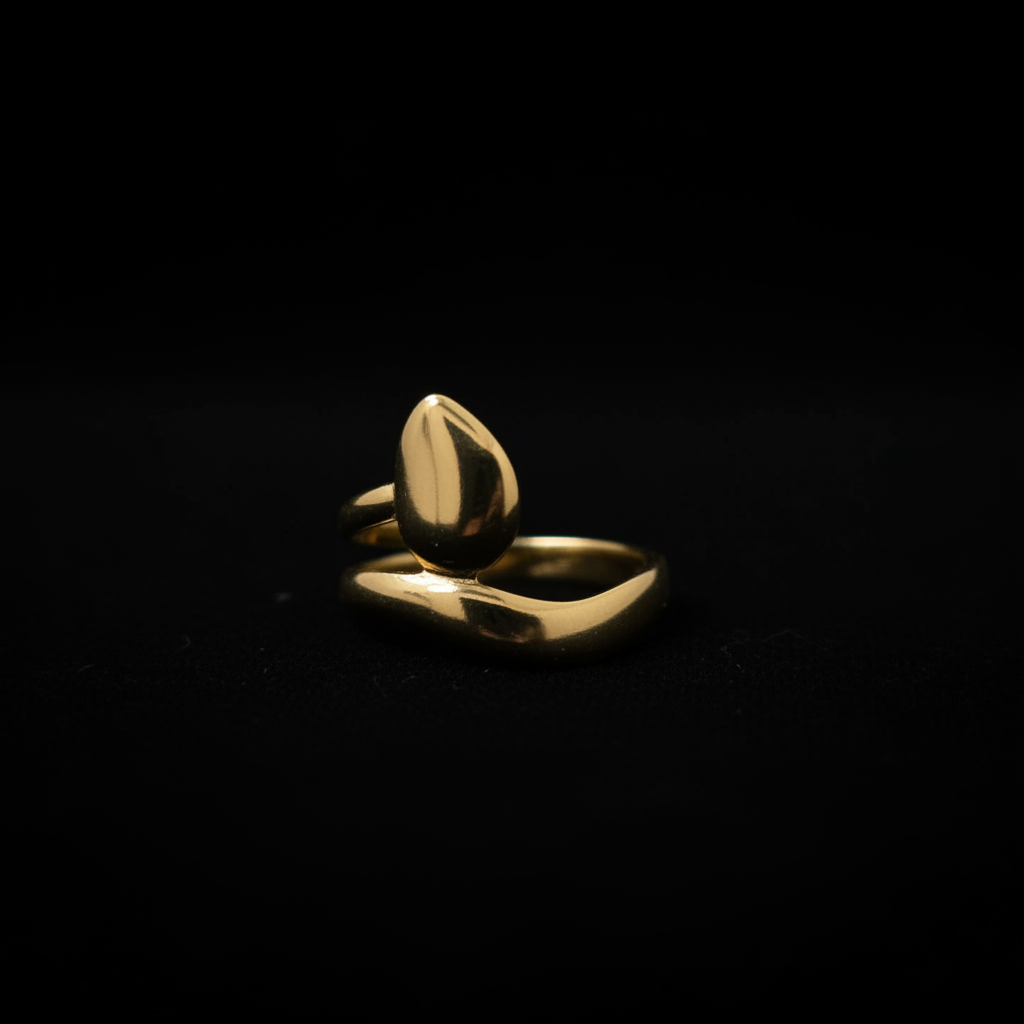Gold Leaf-Tip Double Band Open Ring
