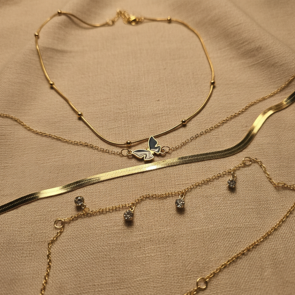 4-Piece Gold Anti-Tarnish Necklace Combo
