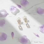 Crystal Zircon Teardrop Drop Earrings | Floral CZ Gold