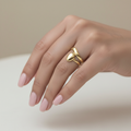 Gold Leaf-Tip Double Band Open Ring