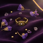 Gold Sunburst Medallion Open Cuff Ring | Anti-Tarnish