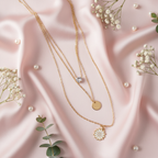 Triple Layer Gold Daisy Necklace Set