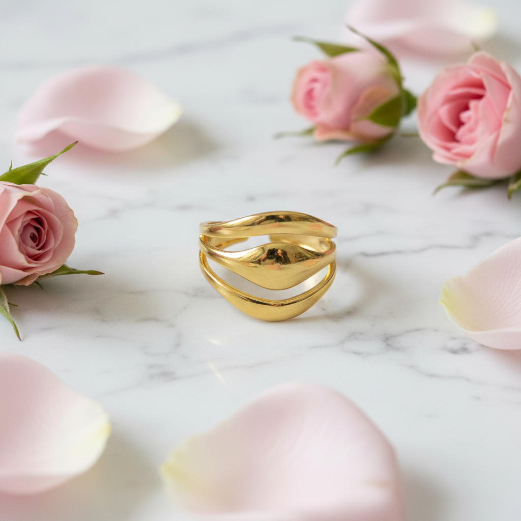 Gold Multi-Layer Stacked Ring