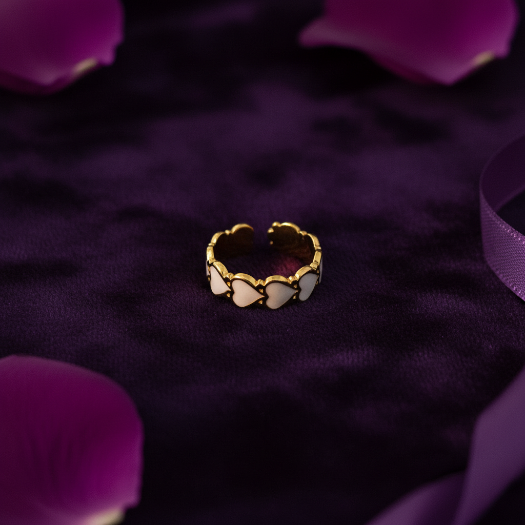 Gold Scalloped Heart Band Open Ring | Anti-Tarnish