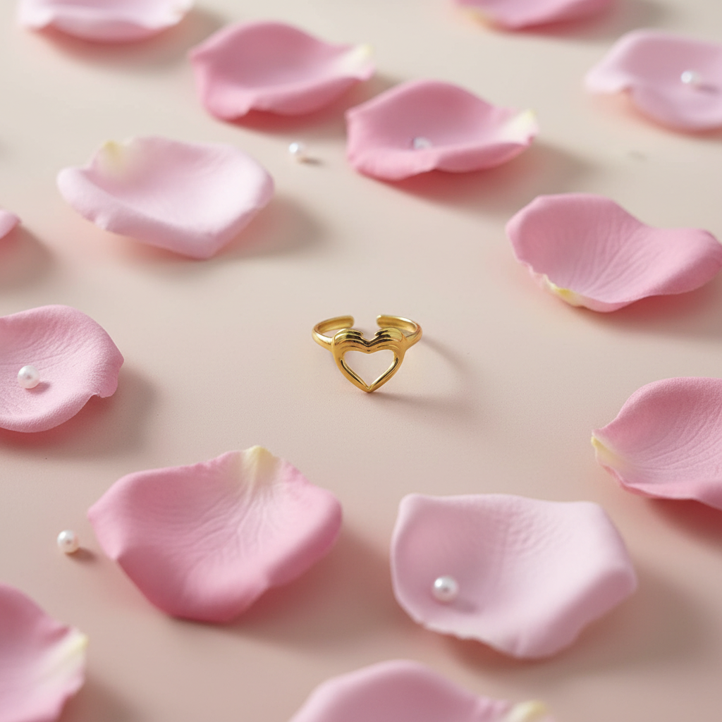 Gold Heart Hands Ring