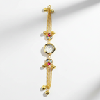 Multicolor gem bracelet watch flat lay