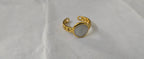 Gold Chain-Band Mother-of-Pearl Open Ring - product photo