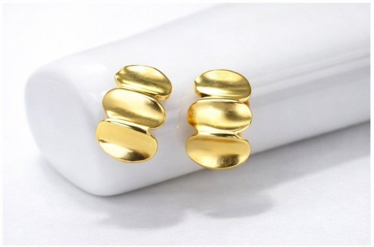 Modern Gold Abstract Stud Earrings
