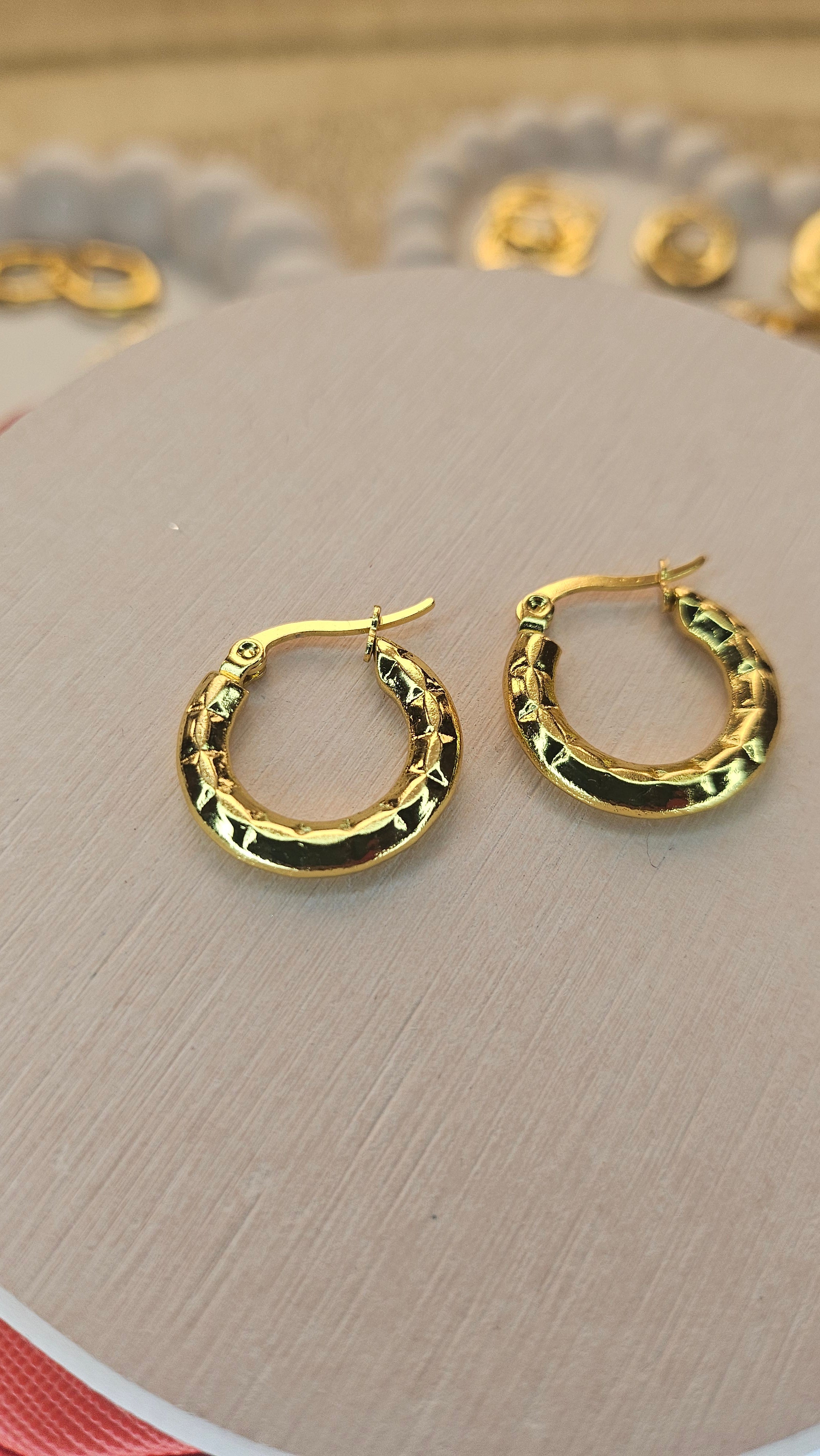 Gold Mini Hammered Hoop Earrings