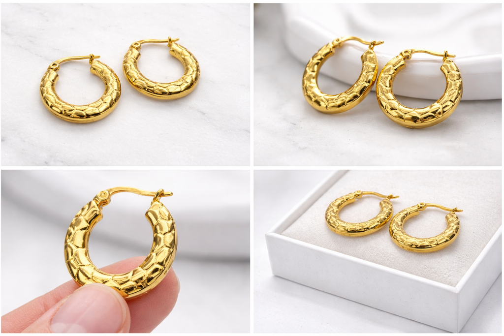 Gold Mini Hammered Hoop Earrings