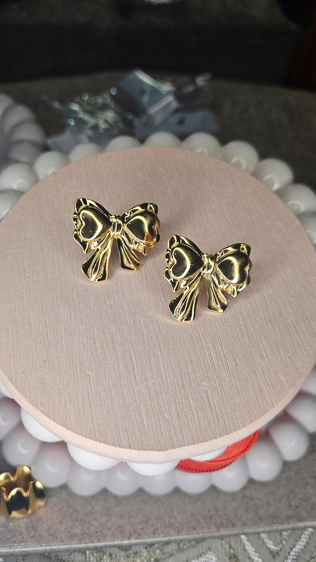 Golden Bow Stud Earrings