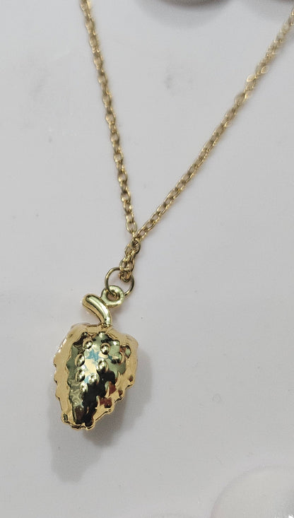 Golden Strawberry Charm Necklace – Minimal Fruit Pendant