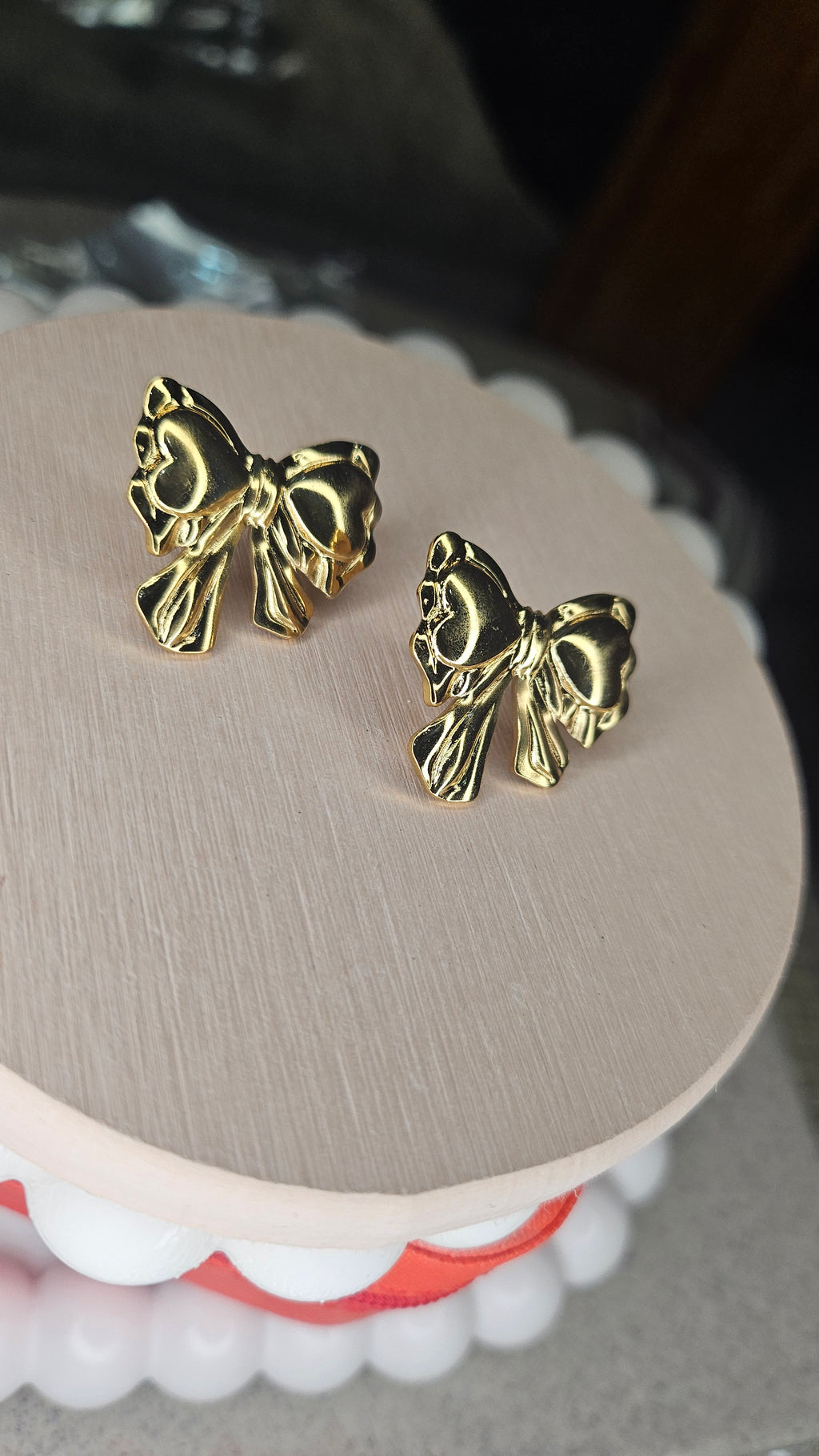Golden Bow Stud Earrings