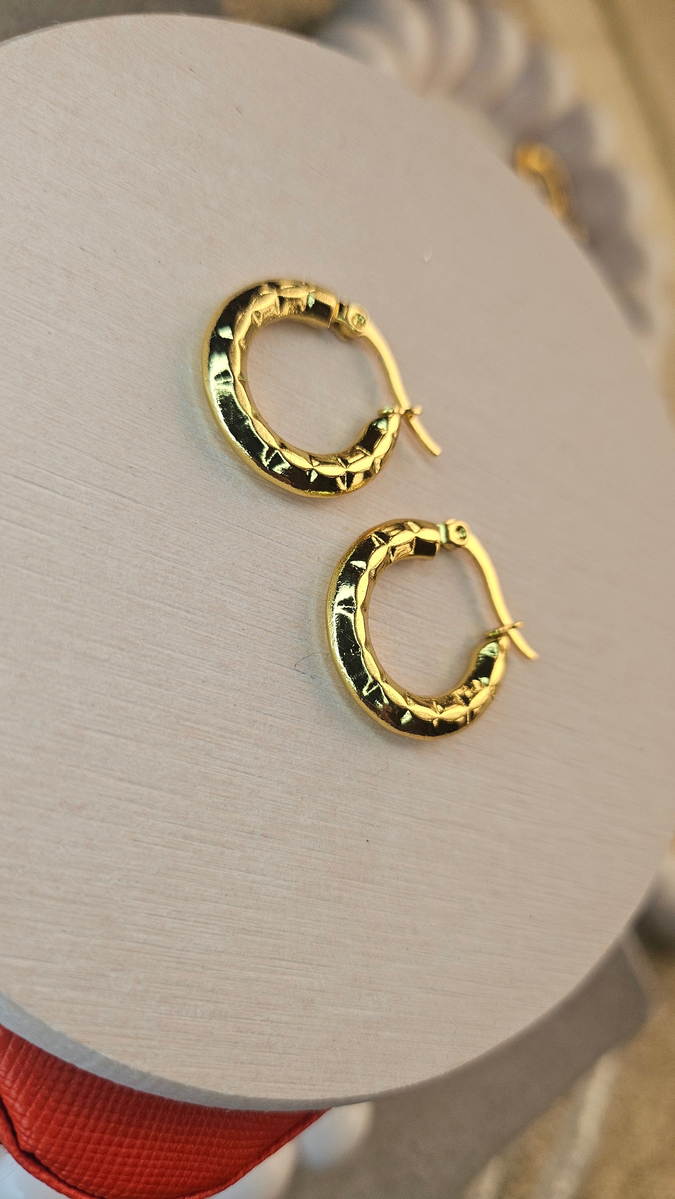 Gold Mini Hammered Hoop Earrings