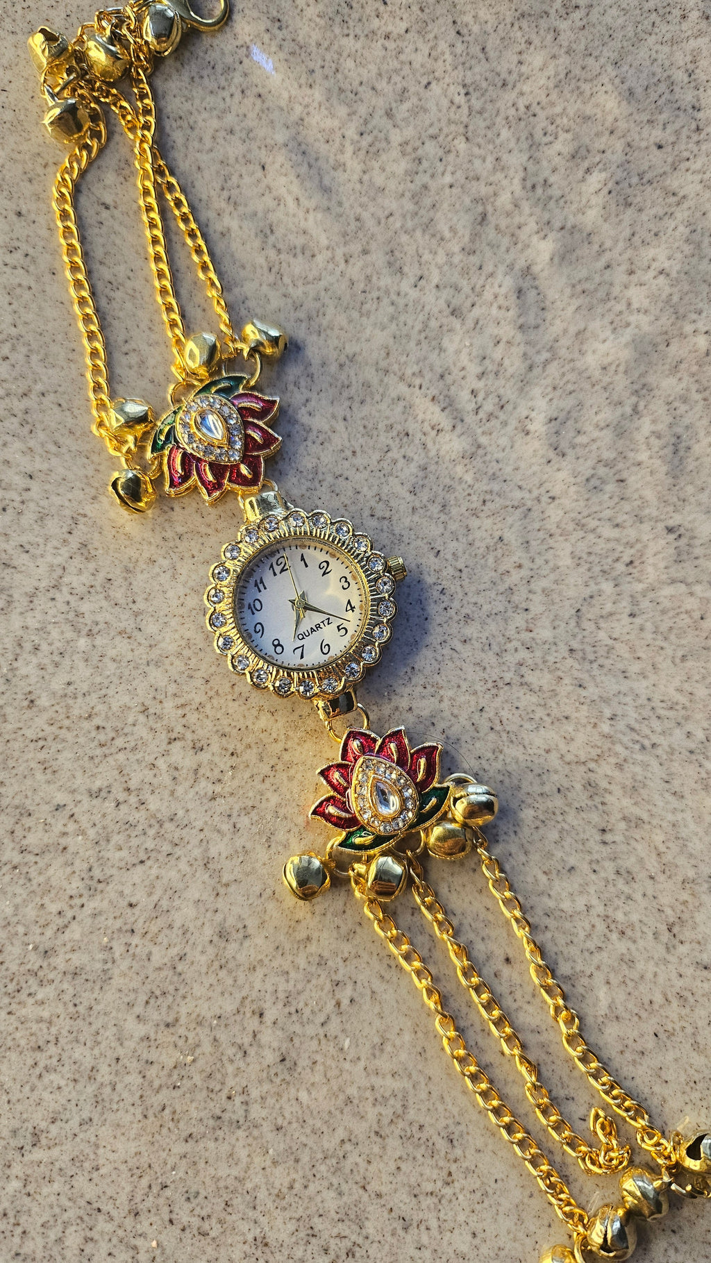 Lotus Charm Bracelet Watch – detail view