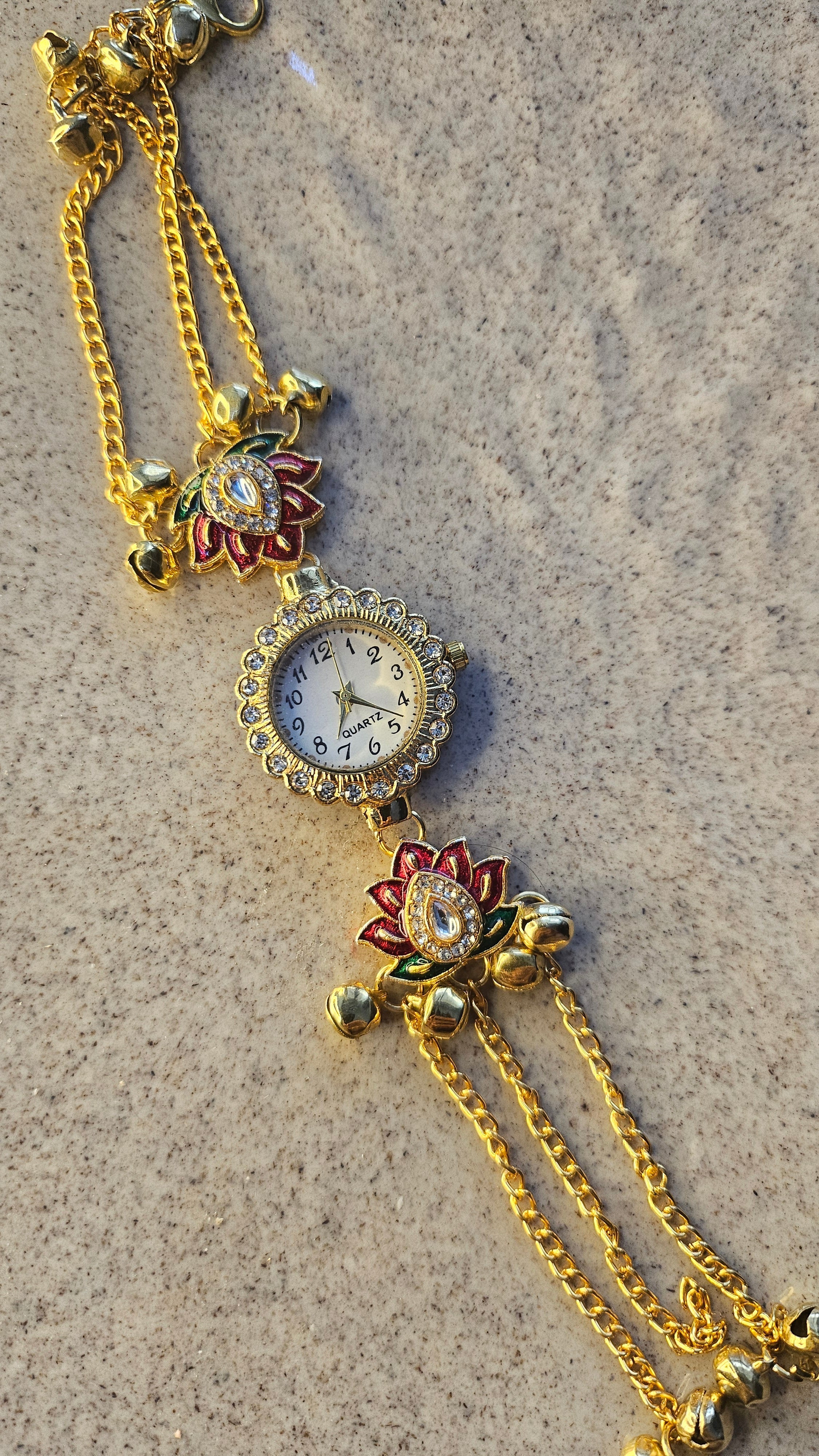 Lotus Charm Bracelet Watch – detail view