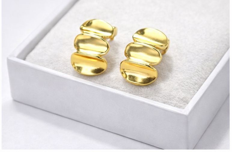 Modern Gold Abstract Stud Earrings