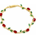 Red & Green Tulip Gemstone Bracelet