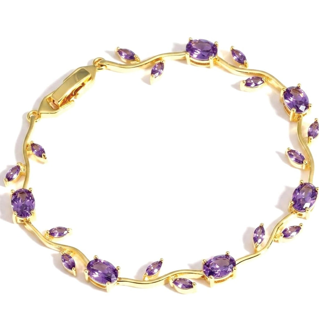 Purple Amethyst Tulip Gemstone Bracelet