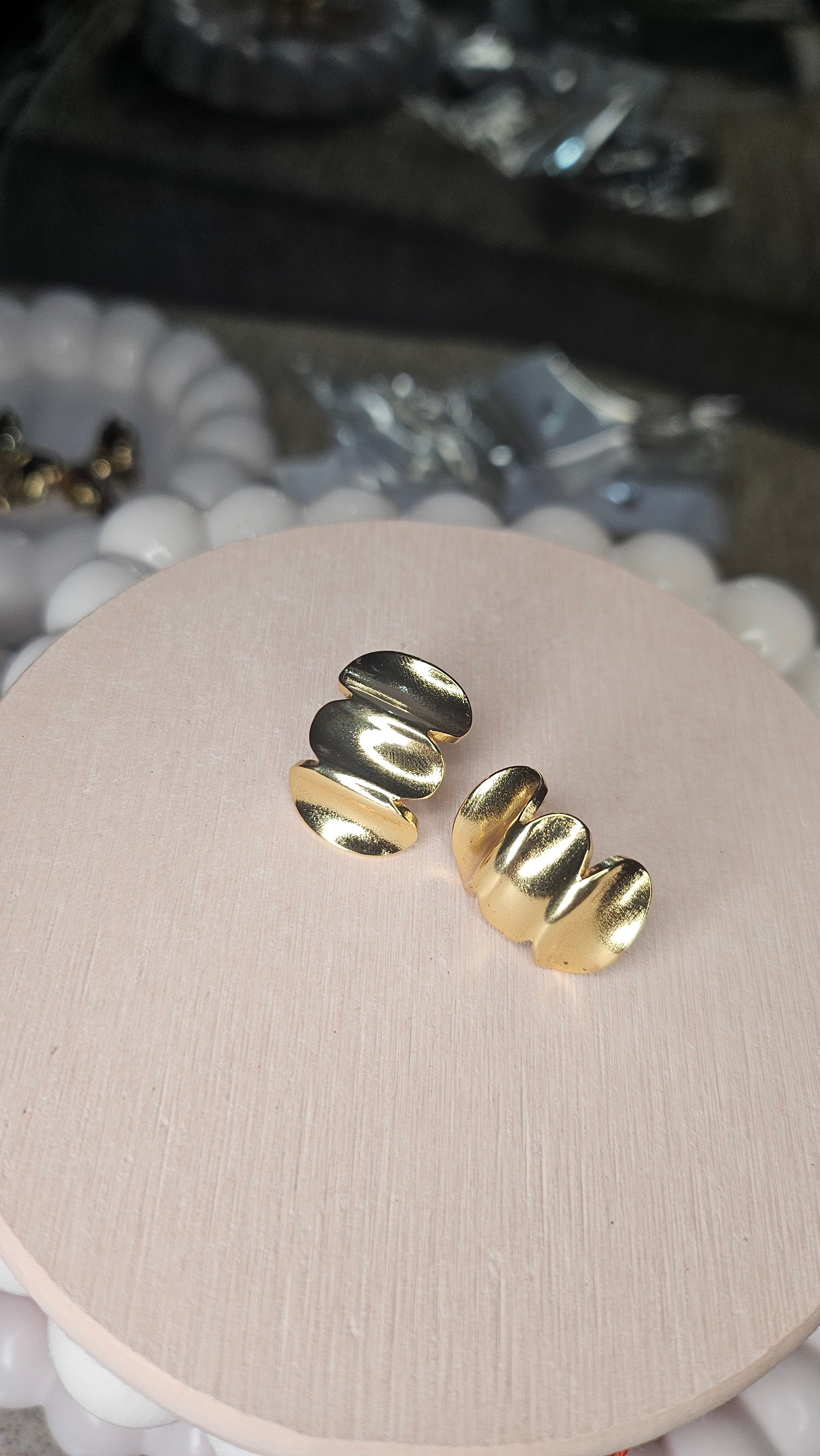 Modern Gold Abstract Stud Earrings
