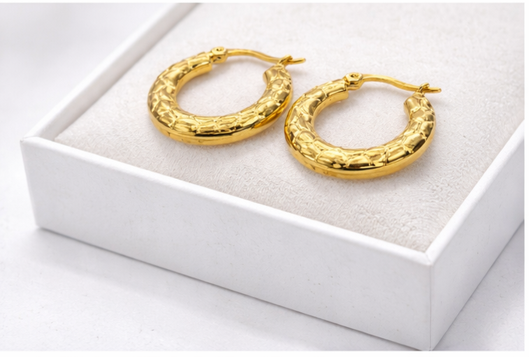 Gold Mini Hammered Hoop Earrings
