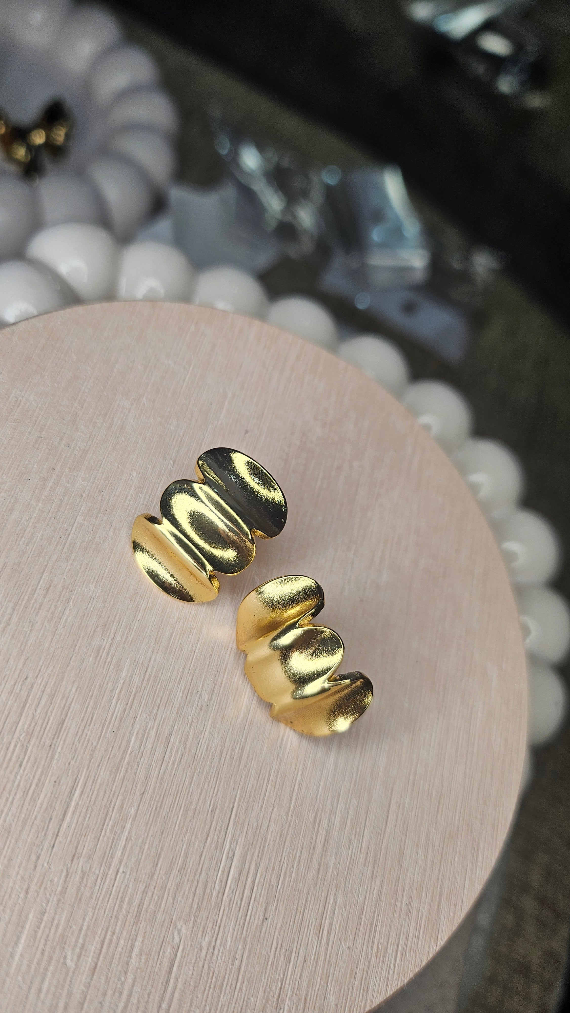 Modern Gold Abstract Stud Earrings