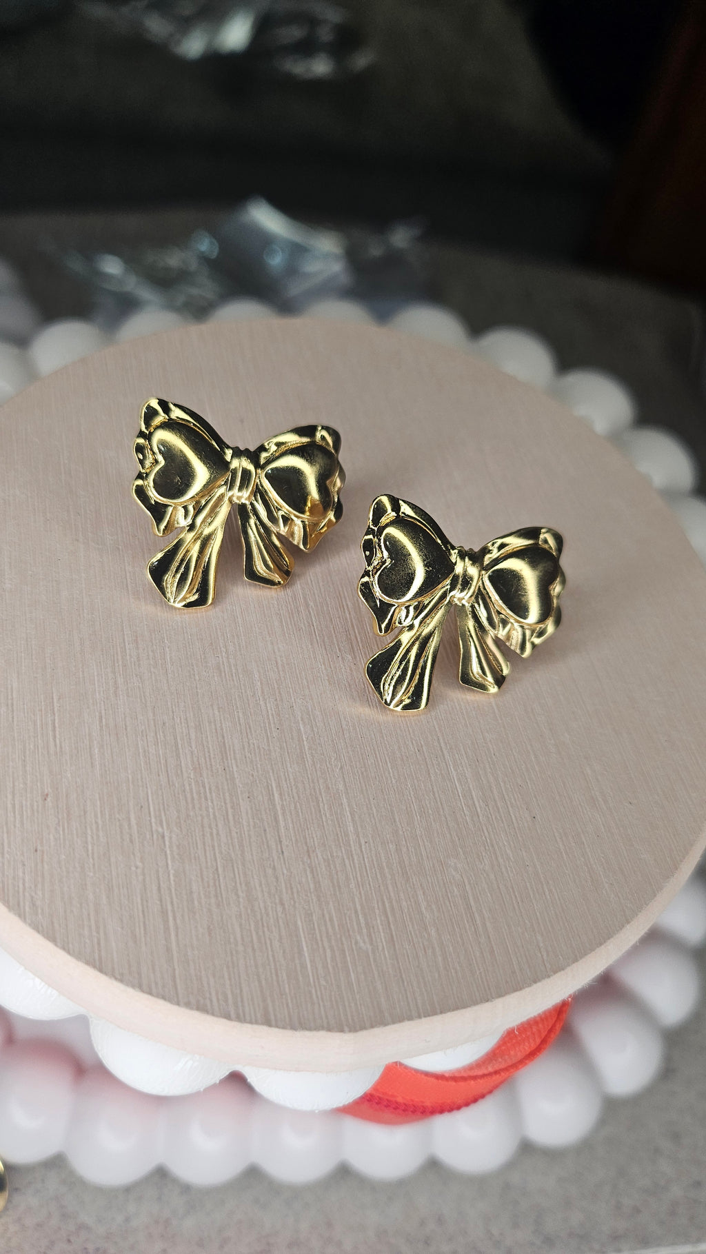 Golden Bow Stud Earrings