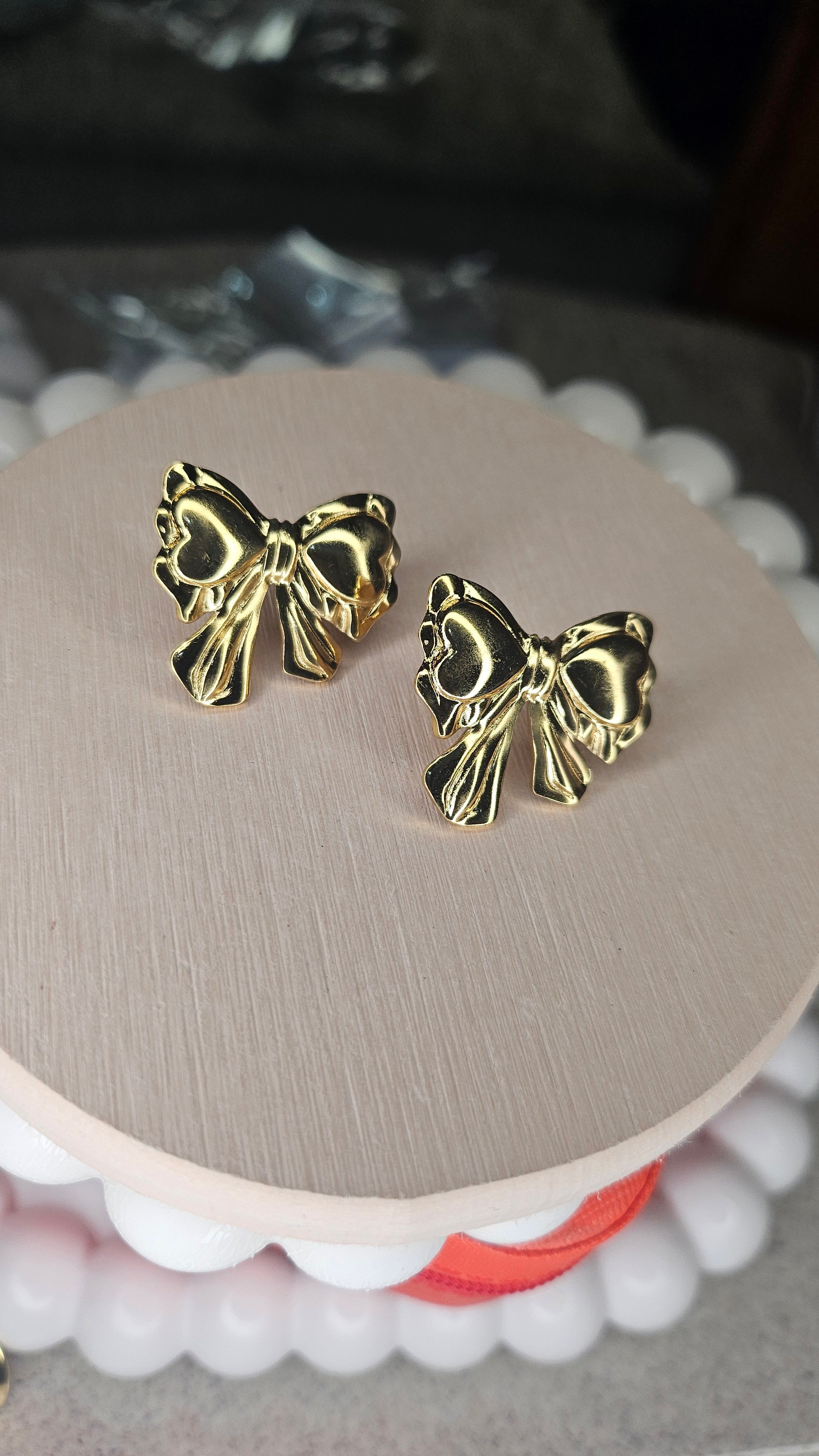 Golden Bow Stud Earrings