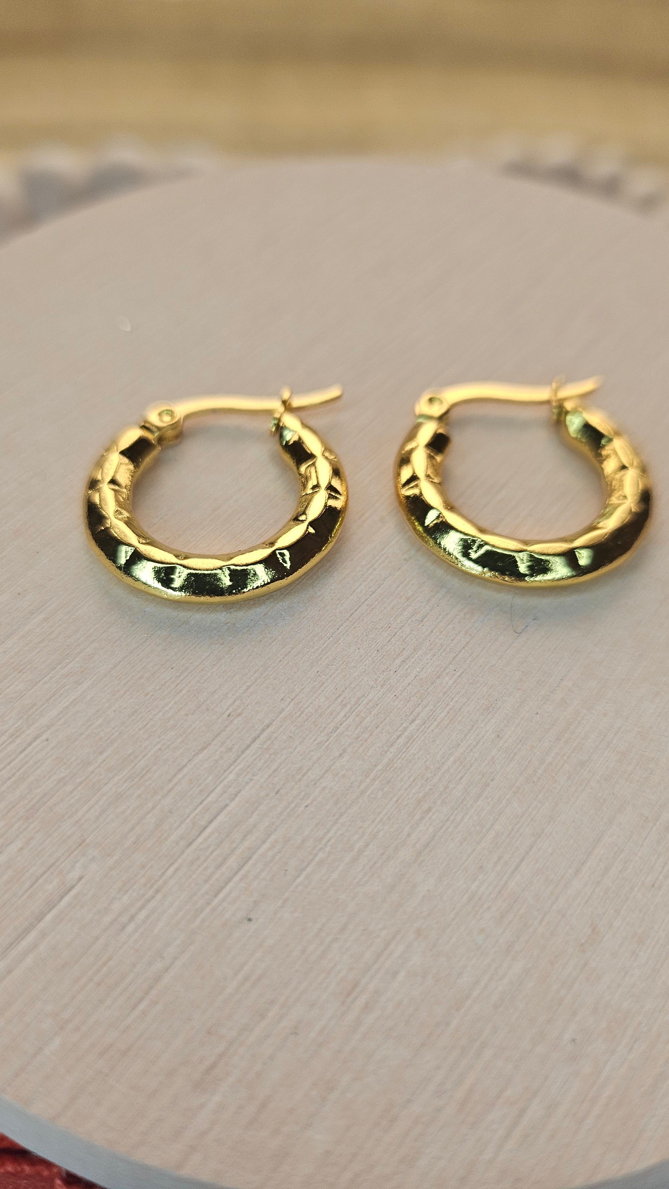 Gold Mini Hammered Hoop Earrings